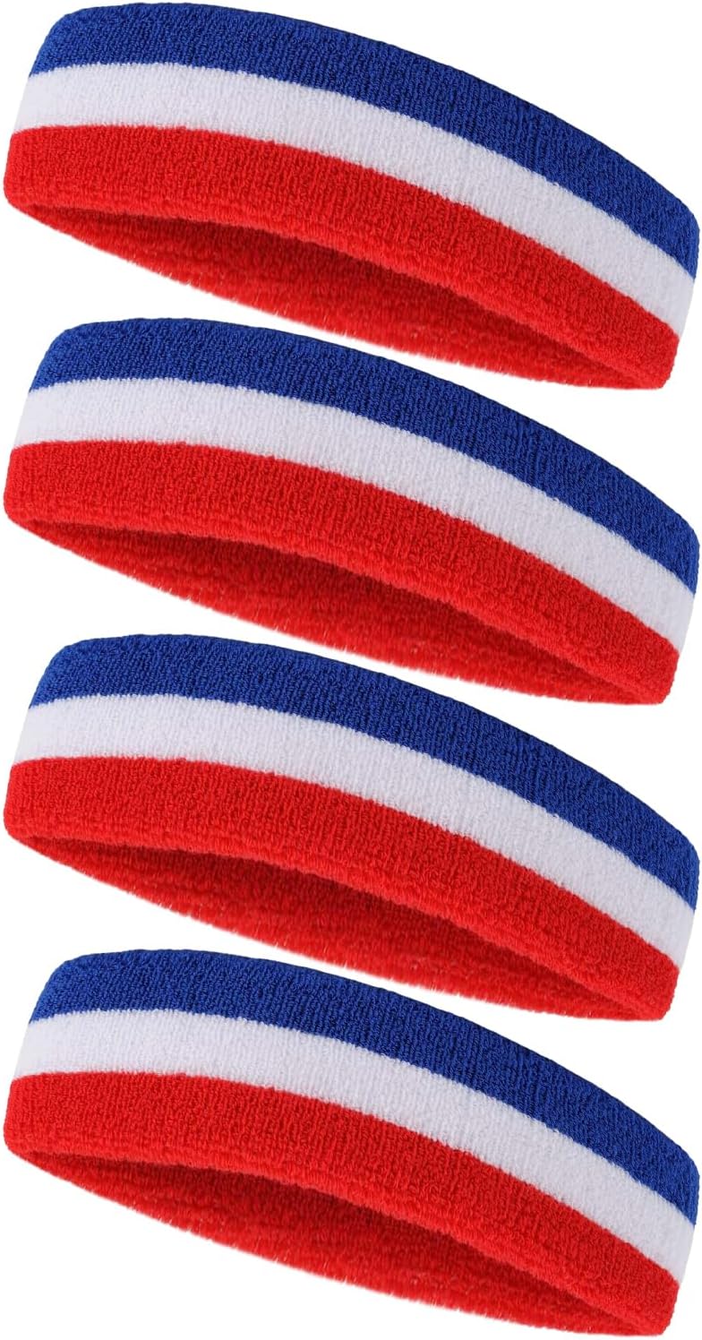 Tanluhu Sweatbands Sport Headbands for Men & Women,Terry Cloth Sweat Band for Tennis, Running, Basketball, Working Out, Execise - Athletic Sweat Cotton Headband Outdoor - Image 1